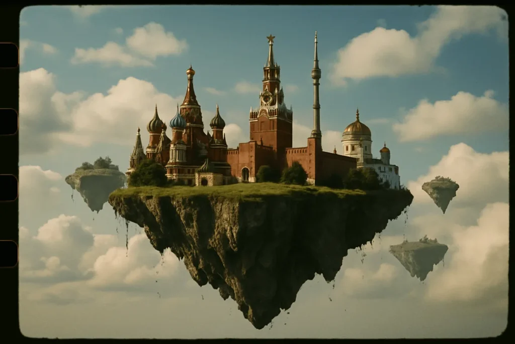 Example output: 35mm Film Style Flying Island