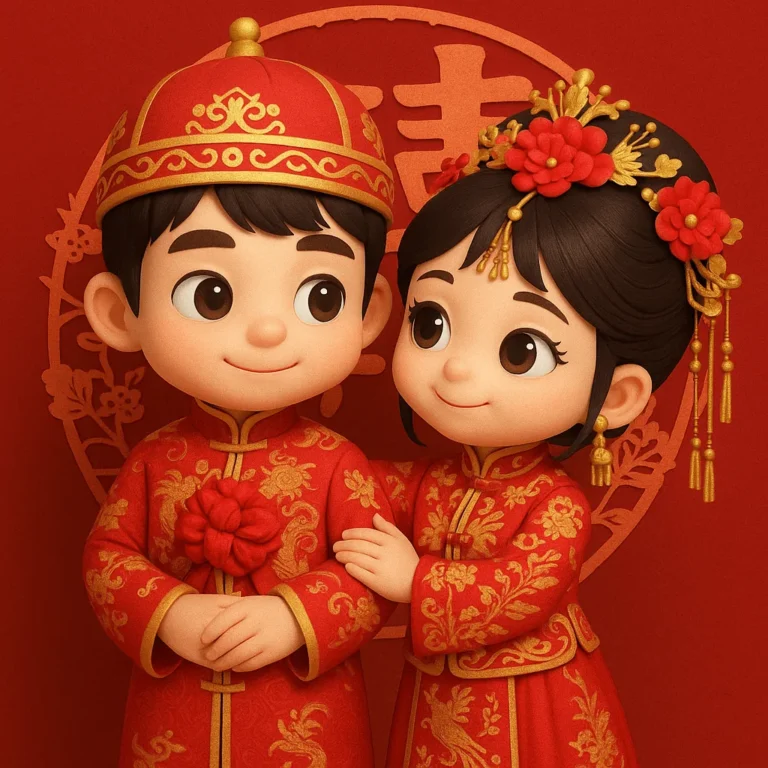 Example output: 3D Chibi Chinese Wedding Scene