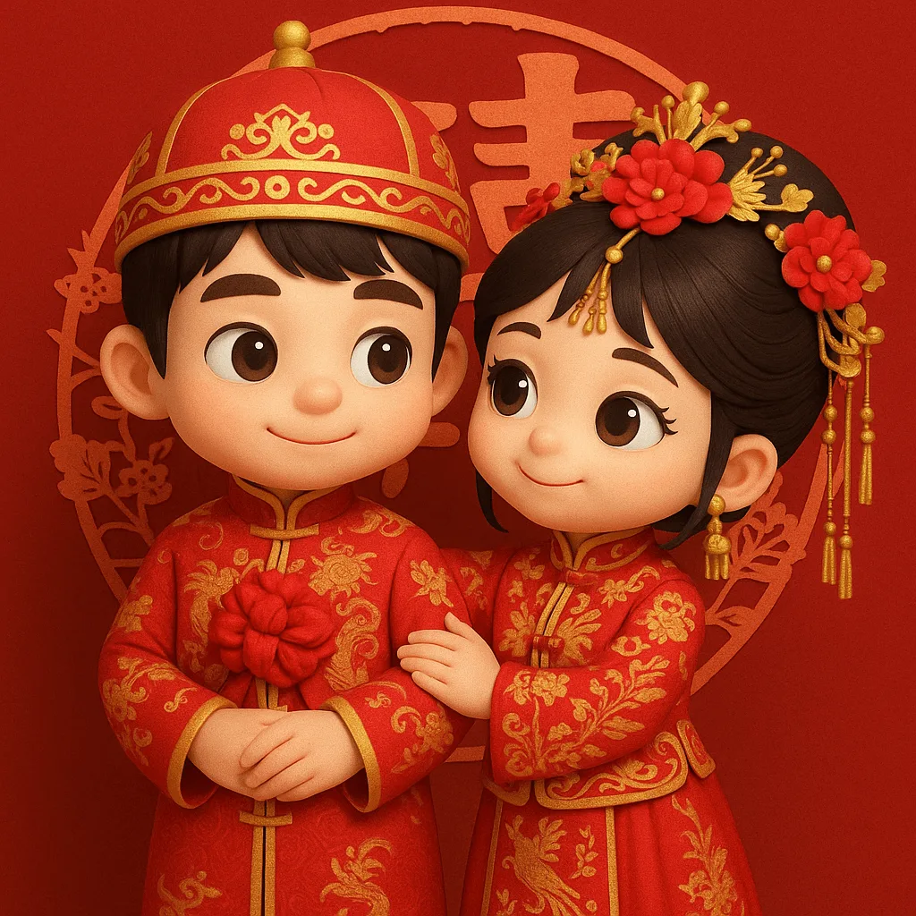 Example output: 3D Chibi Chinese Wedding Scene