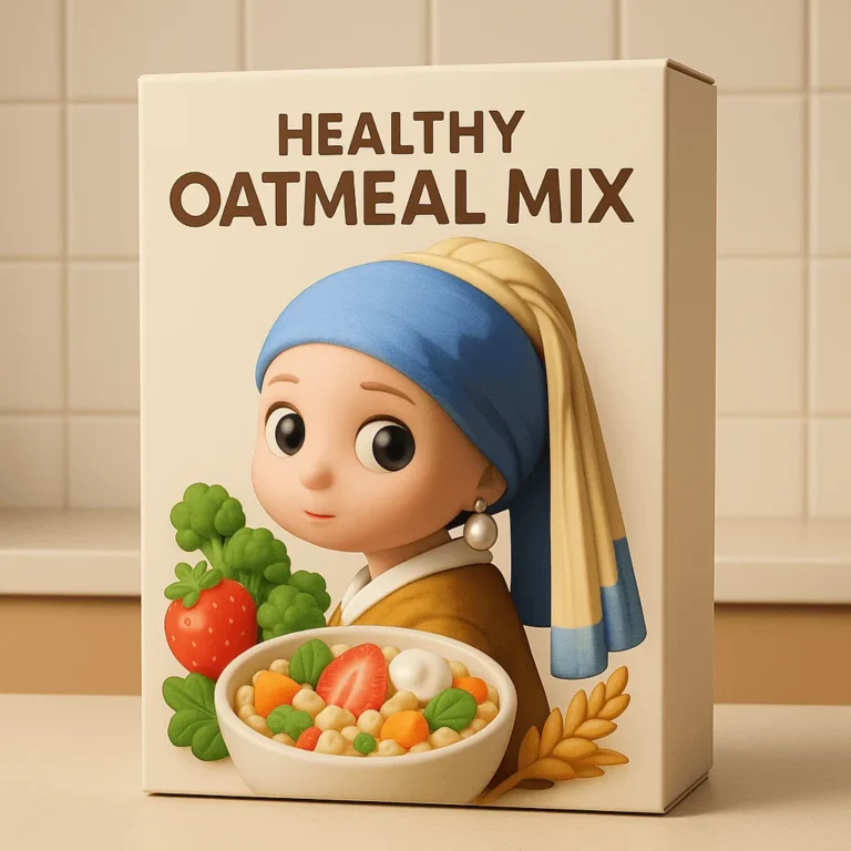 Example output: Famous Painting Character Cereal Ad