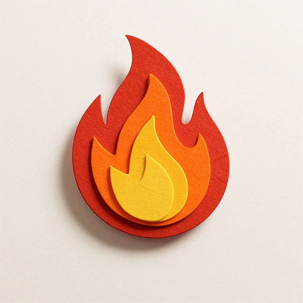 Example output: Paper craft style fire emoji icon