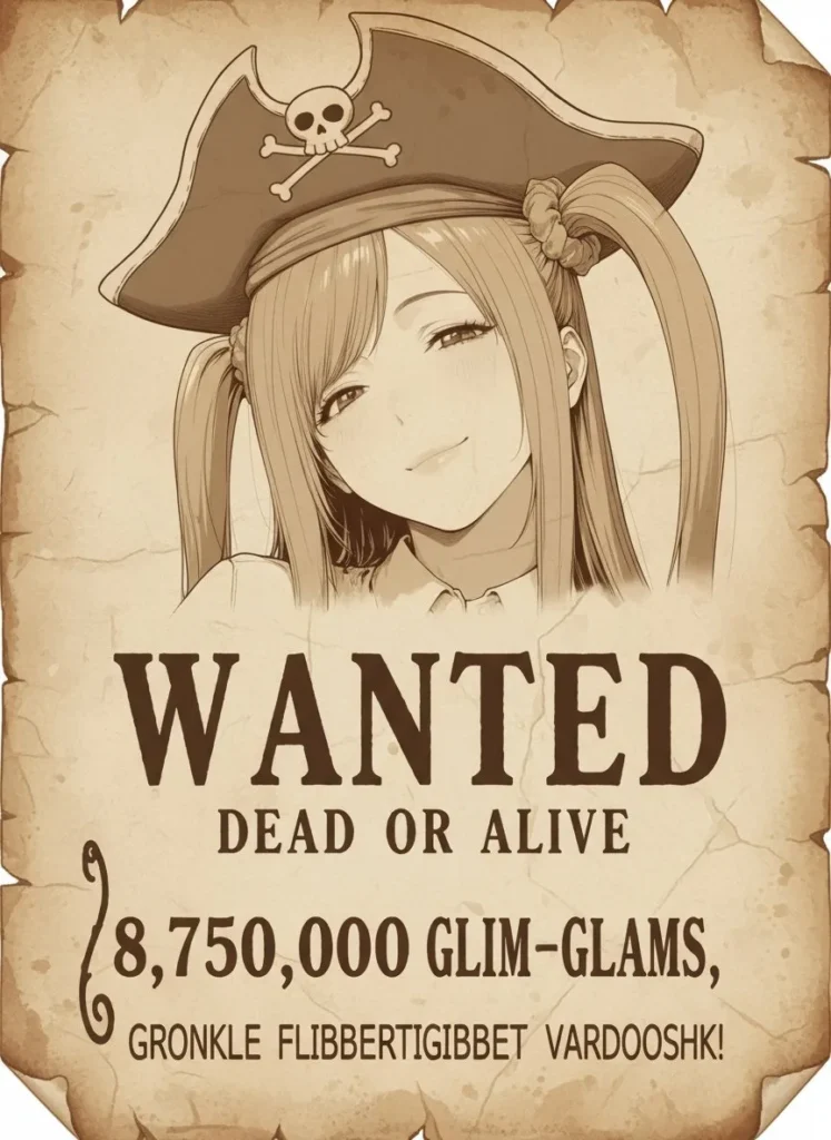 Example output: Pirate Wanted Poster