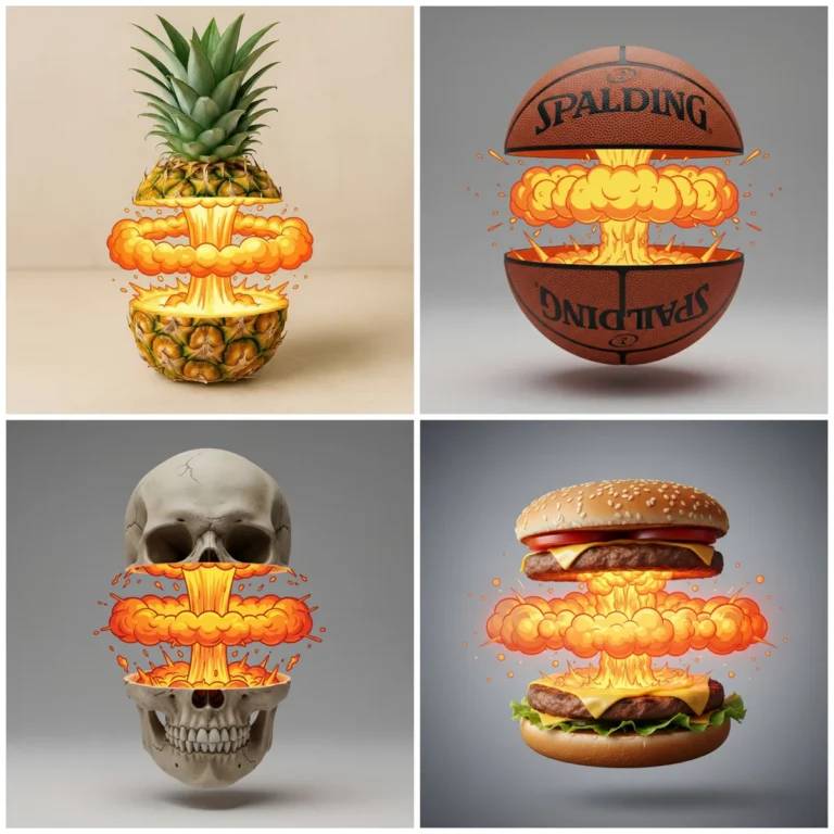 Example output: Slice Object with Cartoon Explosion Effect
