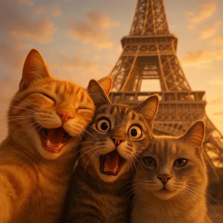 Example output: Three Animals Selfie at Landmark